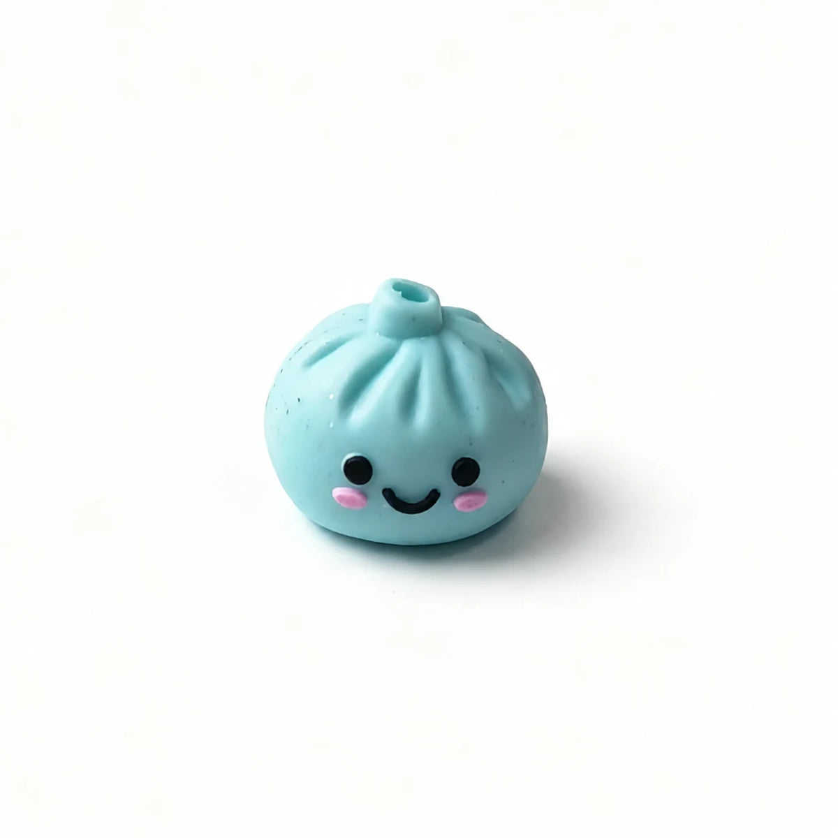 Blue bao bun silicone focal bead with a smiling face
