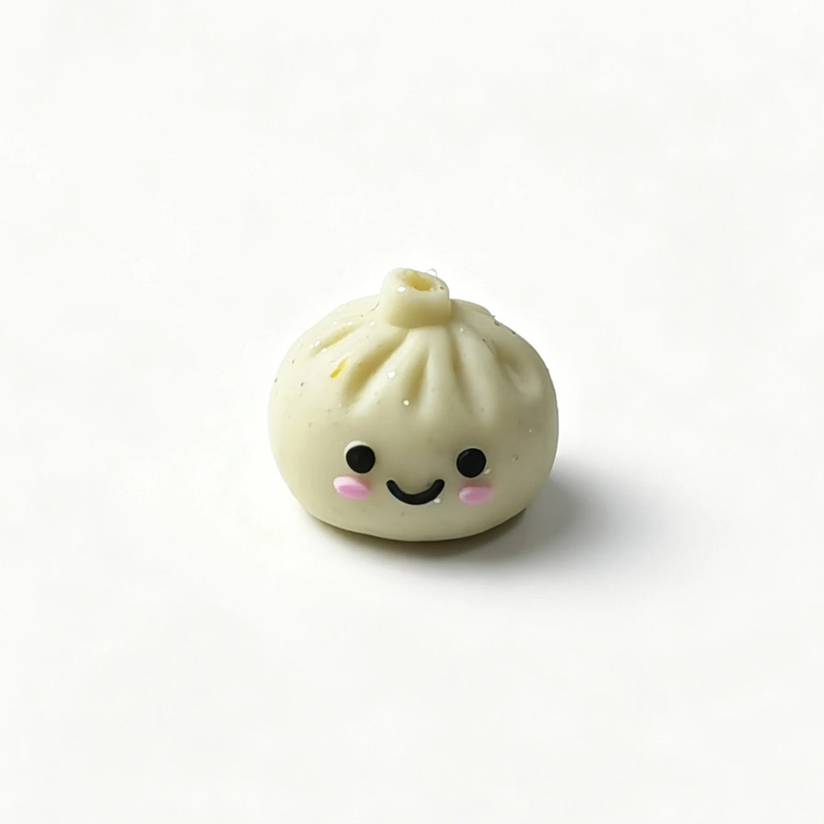 Cream Yellow bao bun silicone focal bead with a smiling face