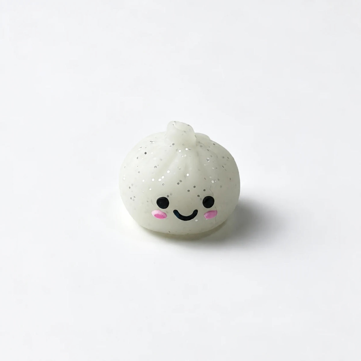 White bao bun silicone focal bead with a smiling face