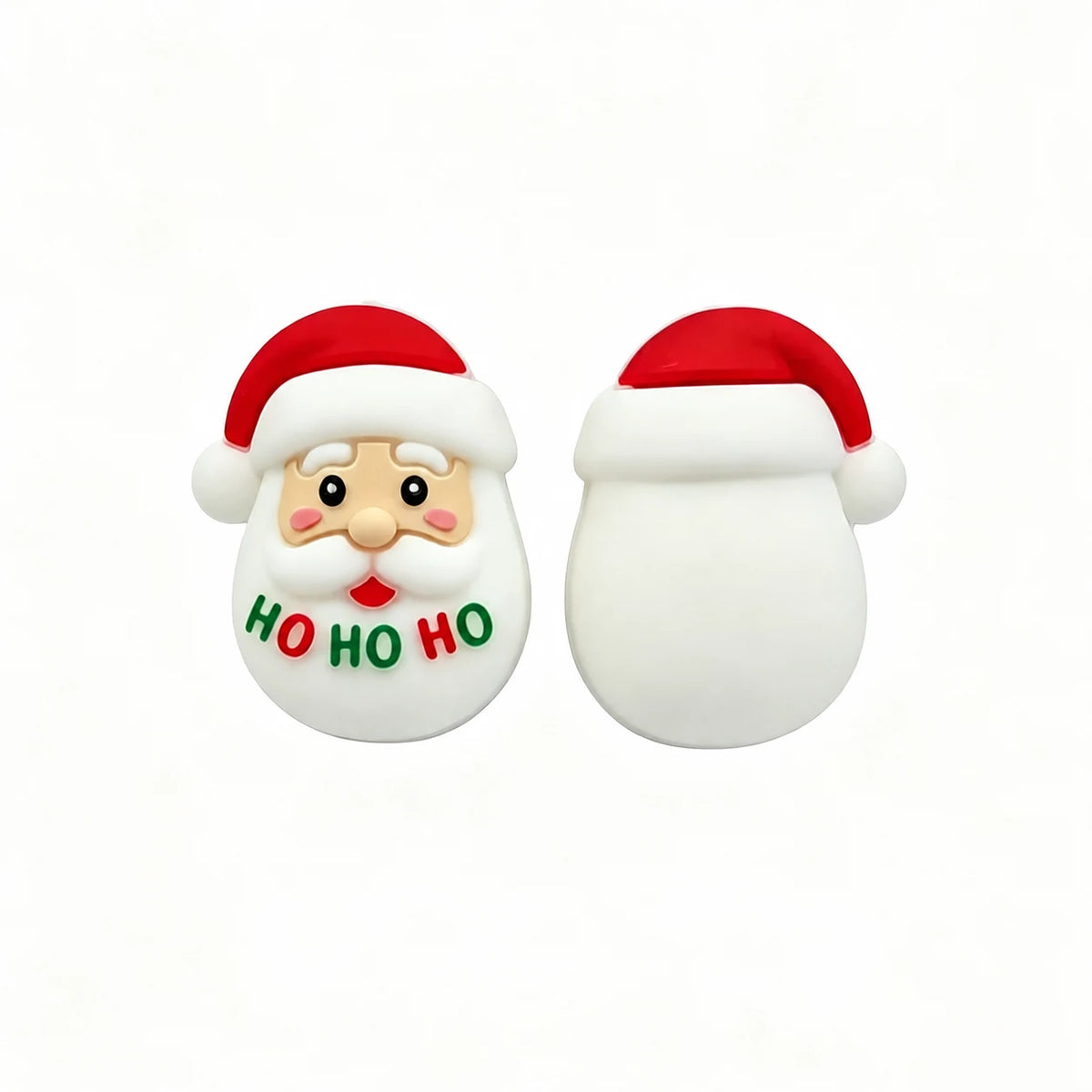 Santa - HO HO HO silicone focal bead design on a pale background