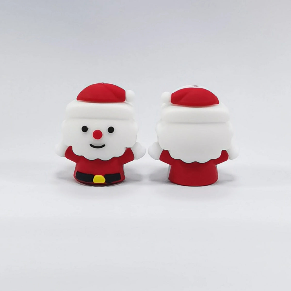 Santa - Round Face silicone focal bead design on a pale background