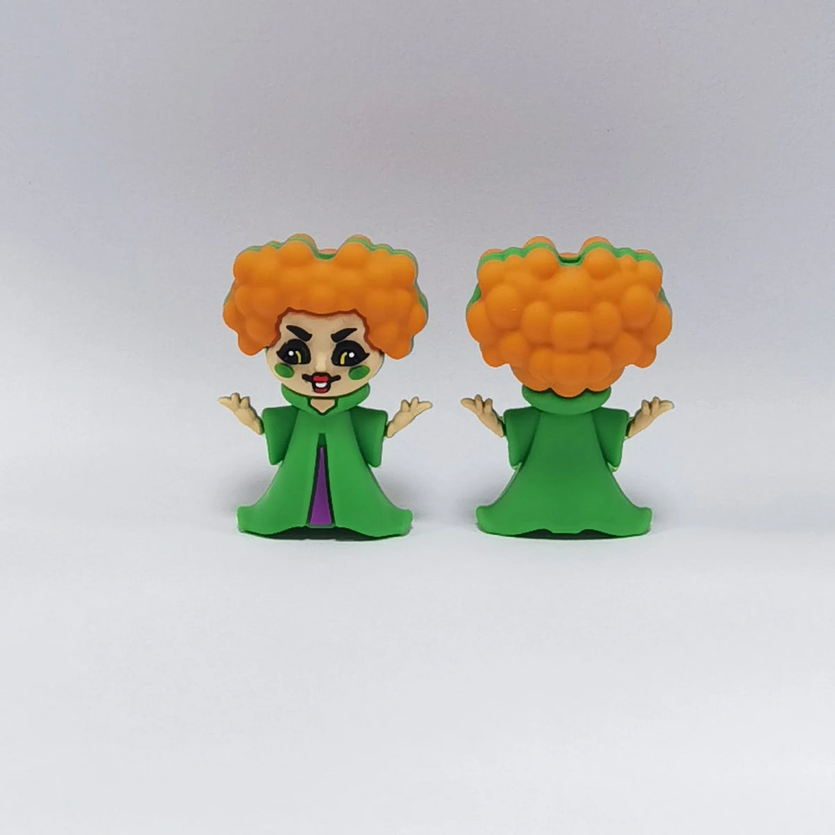 Witch - Orange Hair Halloween silicone focal bead design on a pale background